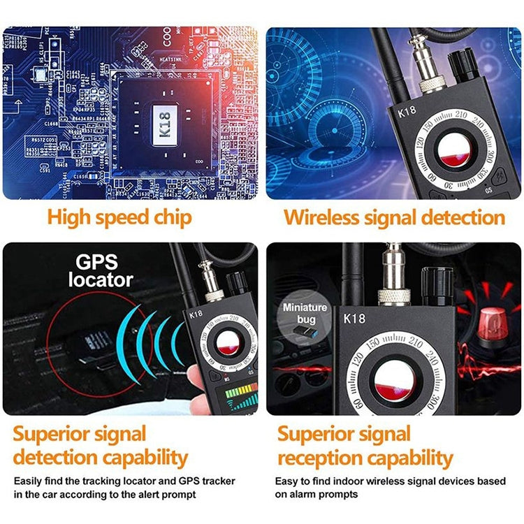 K18 Wireless Signal & Camera Detector – 1MHz–6.5GHz