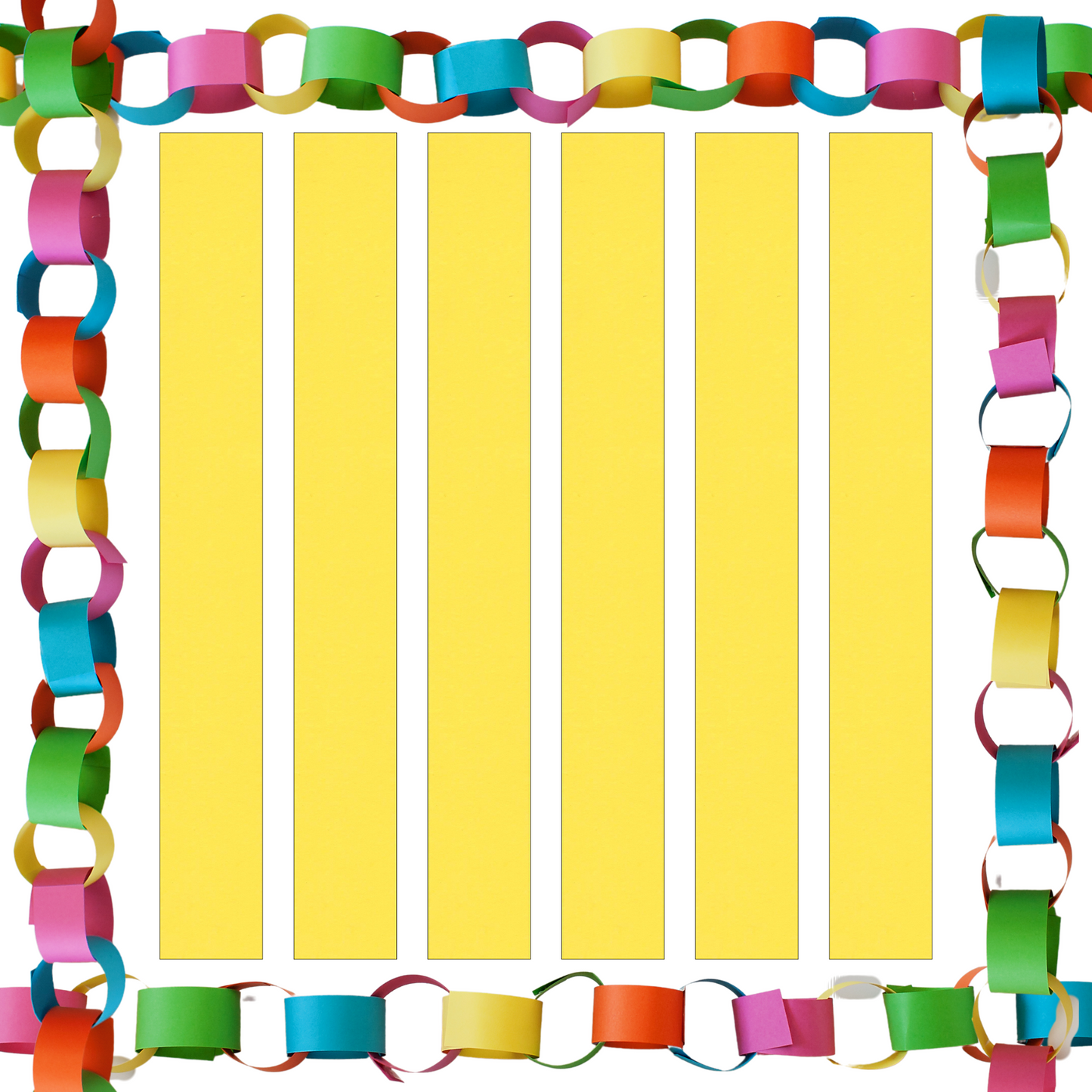 Yellow Paper Chain Card Strips. 5 Meter / 16 Feet Long. Wedding Party Decor