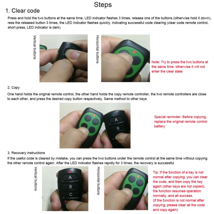LDTR-WG0229 Universal 433mhz Electric Gate Garage Door Remote Control Key Fob Cloning r