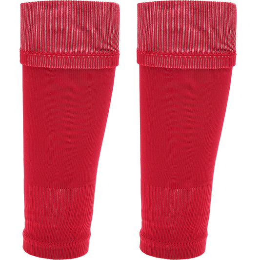Adults Red Football Leg Sleeve Socks Compression Support Fits Over Shin Pads Breathable & Secure for Training Running by Sock Stack