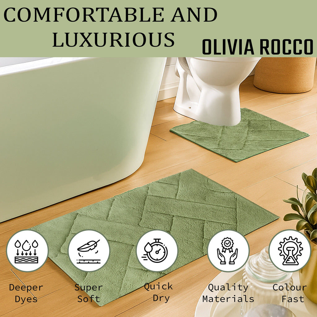 OLIVIA ROCCO Bali Bath Mat And Pedestal Set Luxurious Super Absorbent Easy Care Extra Soft Cotton Mats In Multiple Colours