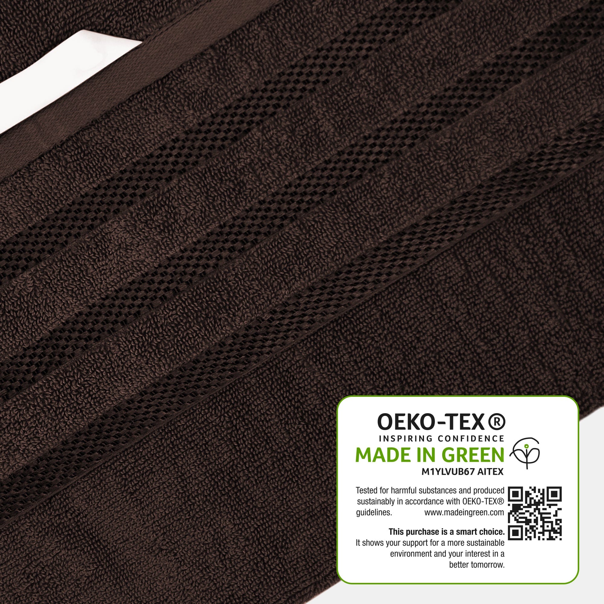 OLIVIA ROCCO Belmont Viscose Stripe Brown Towels 100% Cotton Hotel Quality Super Absorbent 10 Piece Bale Set Includes 4 Hand Towels And 12 Face Cloths