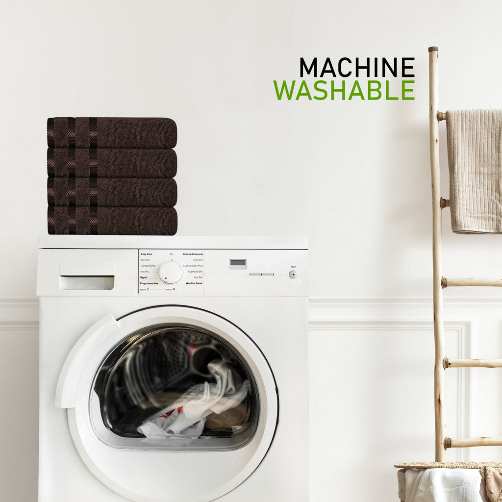 OLIVIA ROCCO Belmont Viscose Stripe Brown Towels 100% Cotton Hotel Quality Super Absorbent 10 Piece Bale Set Includes 4 Hand Towels And 12 Face Cloths