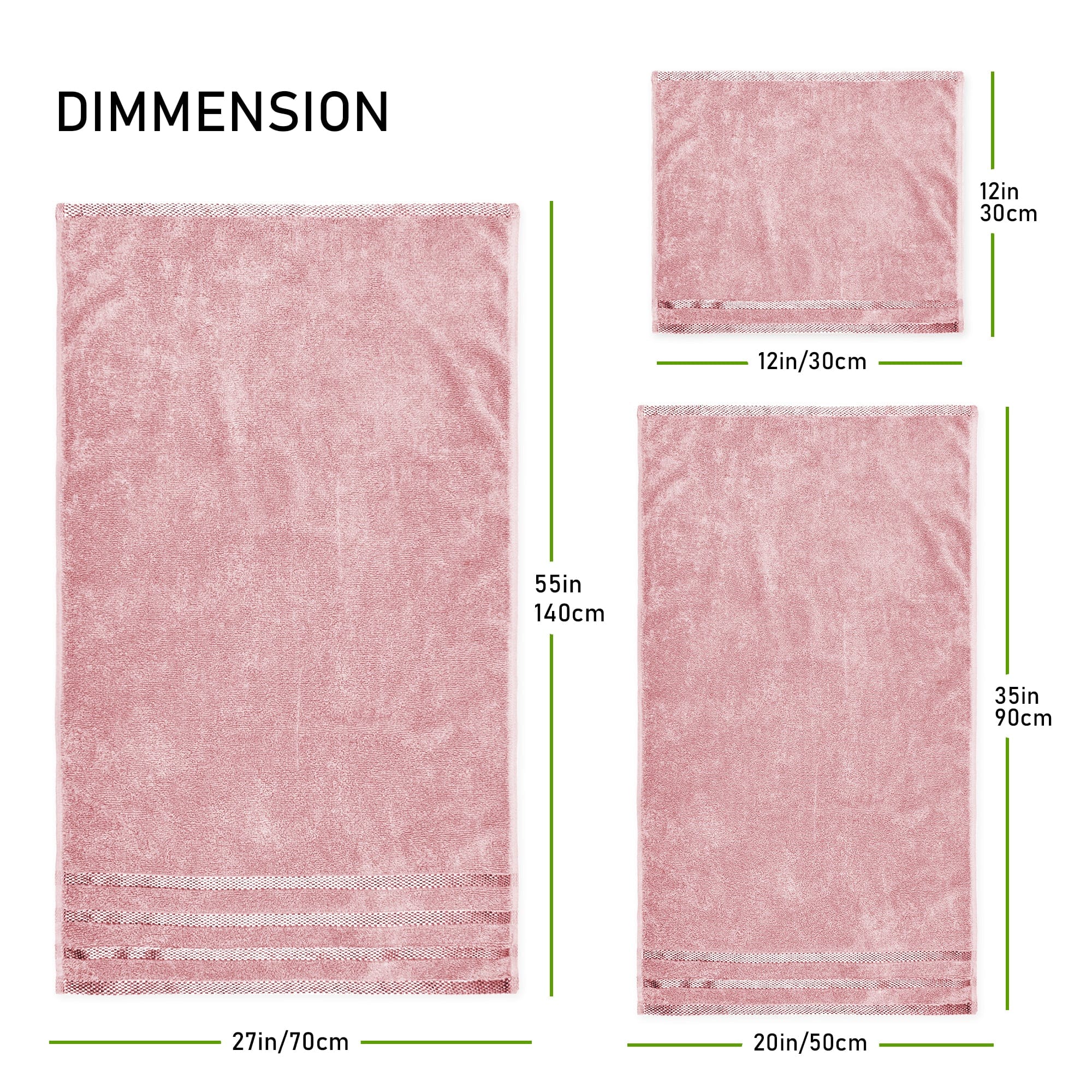 OLIVIA ROCCO Belmont Viscose Stripe Pink Towels 100 Percent Cotton Hotel Quality Super Absorbent 10 Piece Bale Set 4 Hand Towels 12 Face Cloths