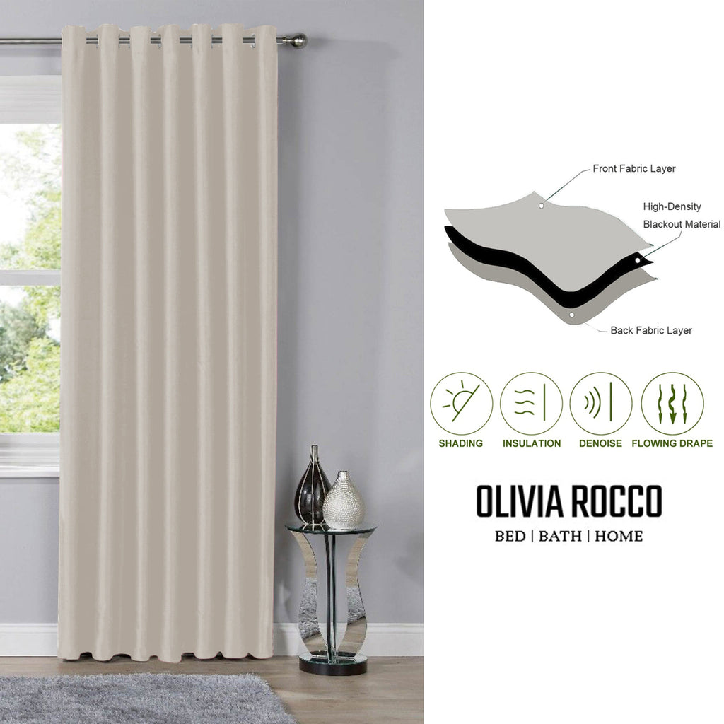 OLIVIA ROCCO Blackout Thermal Eyelet Curtains Natural Color Energy Efficient Ring Top Window Treatment For Living Room And Bedroom