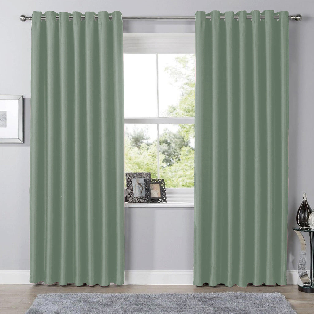 OLIVIA ROCCO Blackout Sage Green Eyelet Curtains Thermal Ring Top Window Treatments for Living Room and Bedroom Energy Efficient
