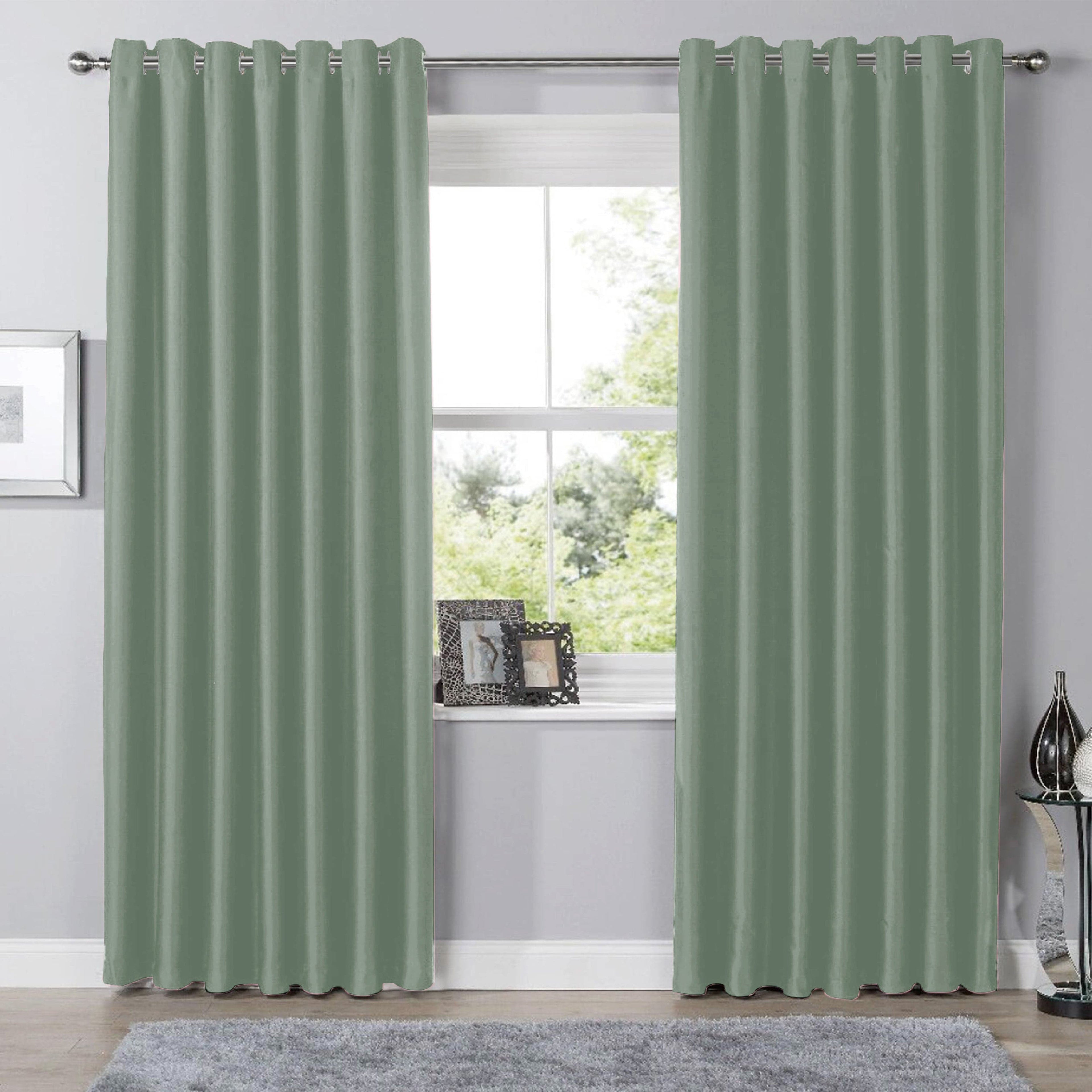 OLIVIA ROCCO Blackout Sage Green Eyelet Curtains Thermal Ring Top Window Treatments for Living Room and Bedroom Energy Efficient