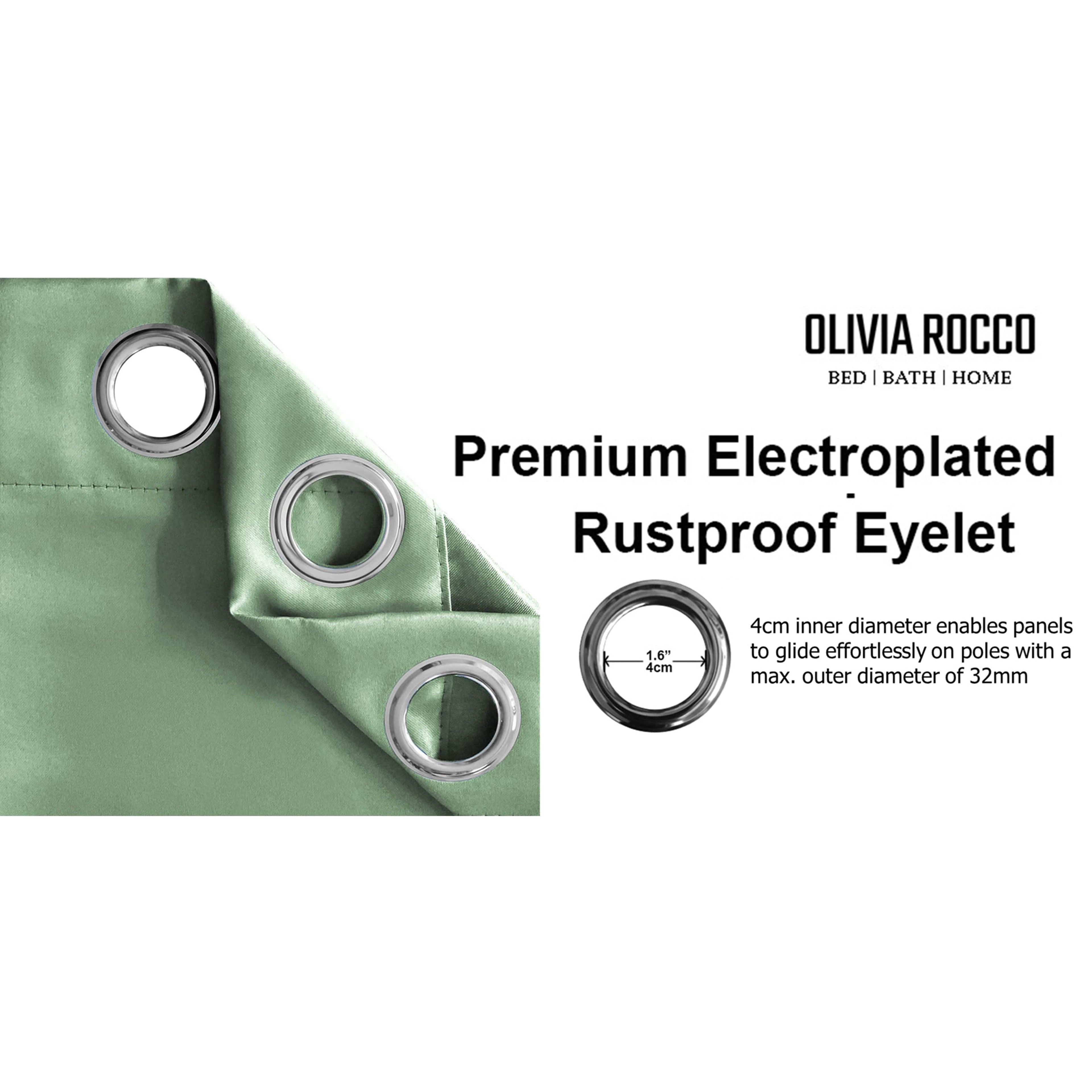 OLIVIA ROCCO Blackout Sage Green Eyelet Curtains Thermal Ring Top Window Treatments for Living Room and Bedroom Energy Efficient