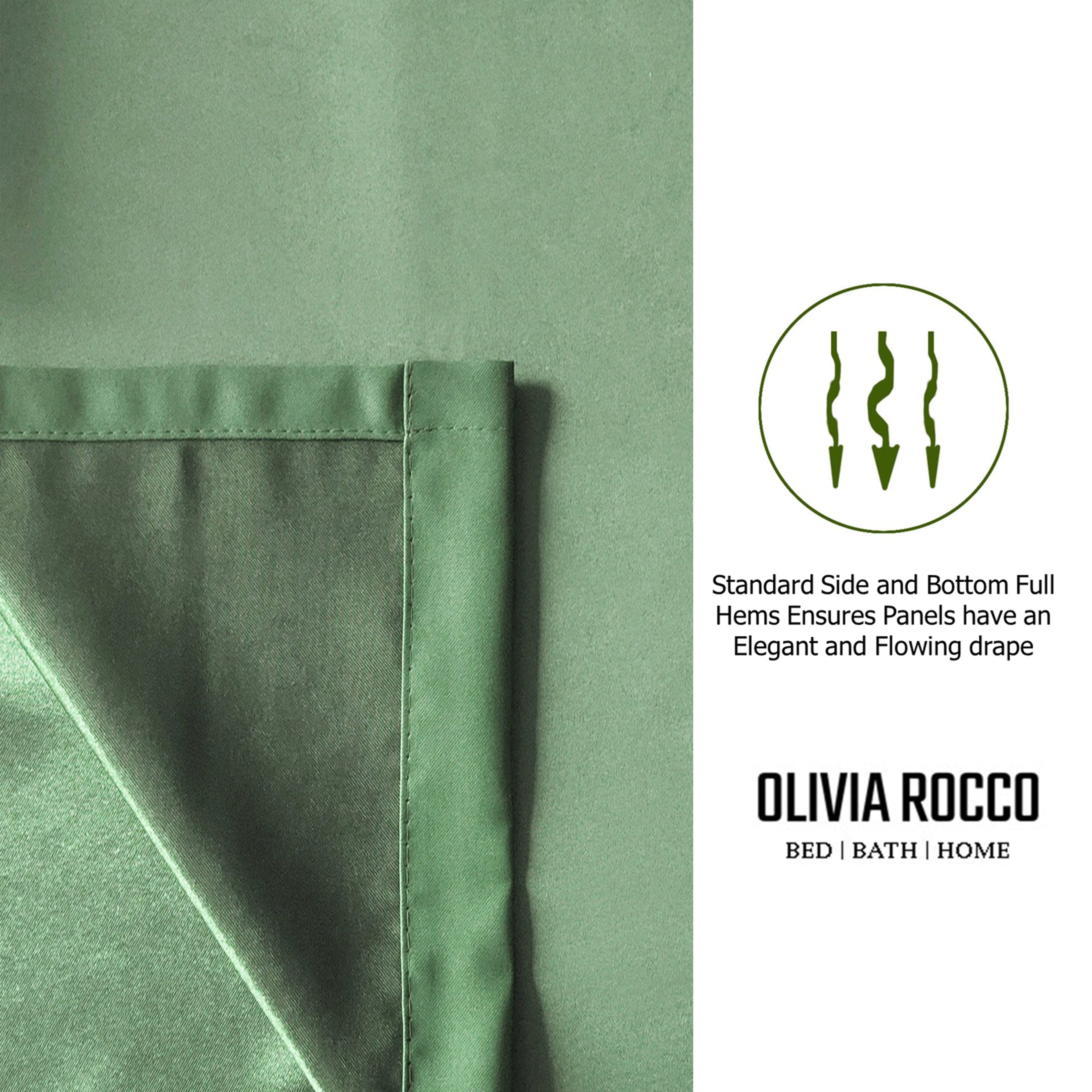 OLIVIA ROCCO Blackout Sage Green Eyelet Curtains Thermal Ring Top Window Treatments for Living Room and Bedroom Energy Efficient