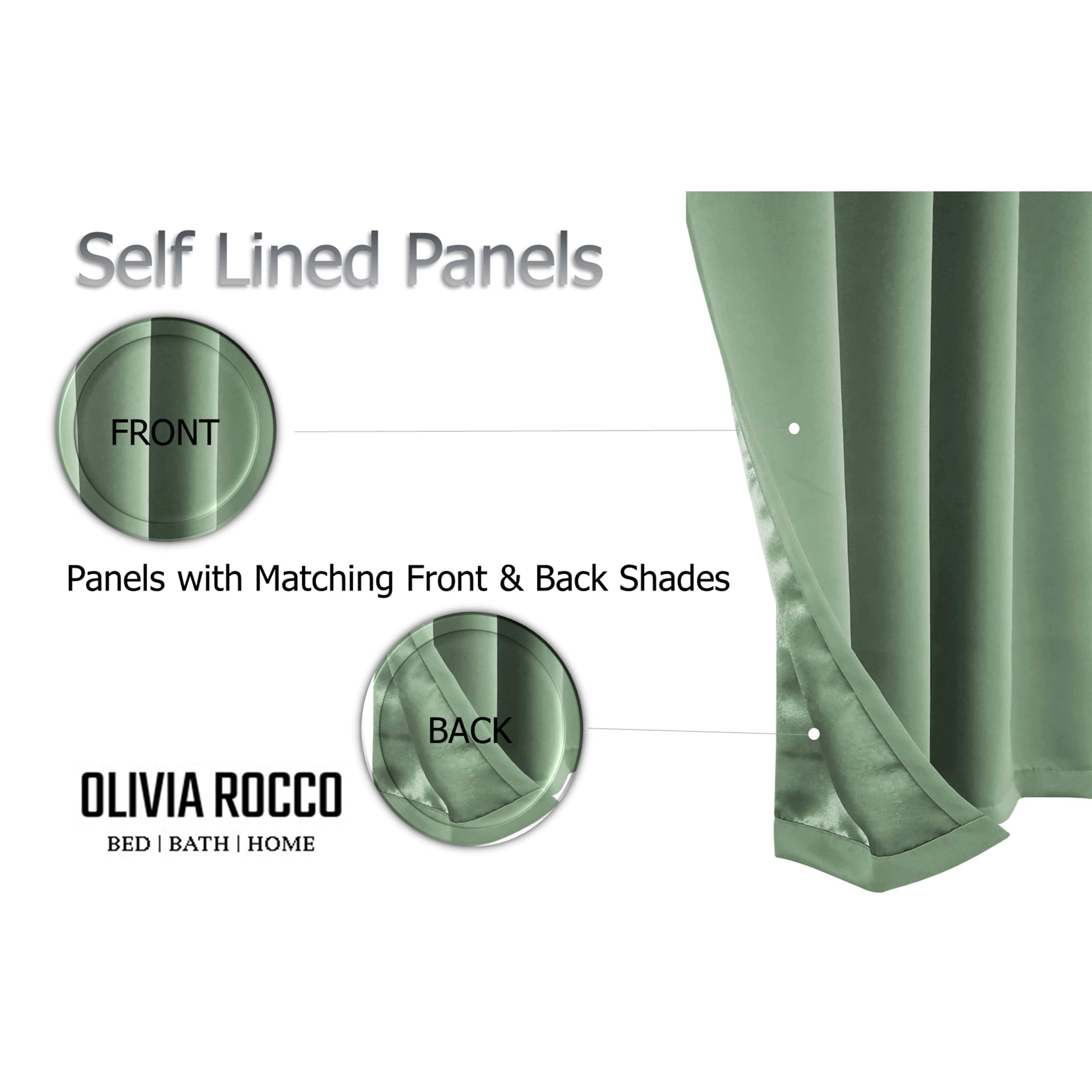 OLIVIA ROCCO Blackout Sage Green Eyelet Curtains Thermal Ring Top Window Treatments for Living Room and Bedroom Energy Efficient
