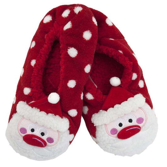 Christmas Women's Fluffy Thermal Slipper Socks with Non-Slip Grips Reindeer and Santa Designs Thick Flannel Fleece Sherpa Lining for Comfort and Warmth UK Sizes 4-7 by Sock Stack