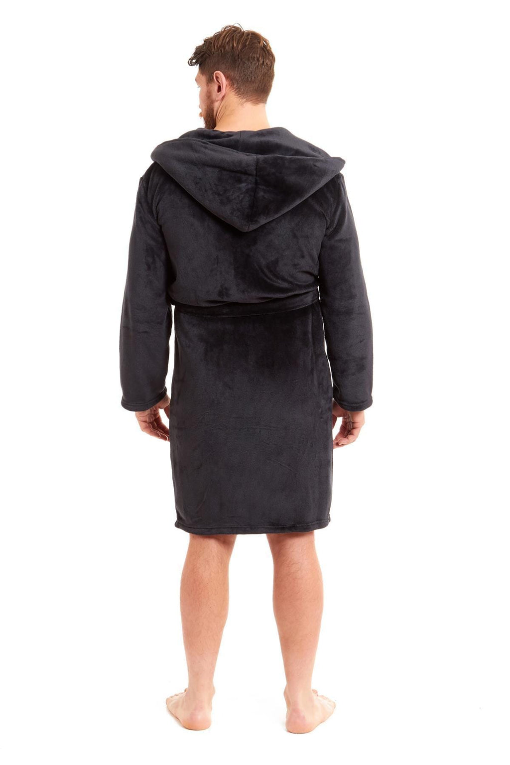 OLIVIA ROCCO Hooded Plush Flannel Bathrobe for Men Ultra-Absorbing Soft Fleece Dressing