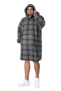 OLIVIA ROCCO Mens Hooded Oversized Blanket Giant Hoodie With Sherpa Lining Grey Stars