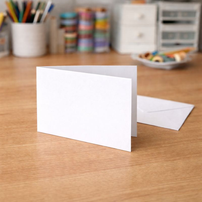 25 Landscape 5x7 White Card Blanks & Envelopes - 300gsm