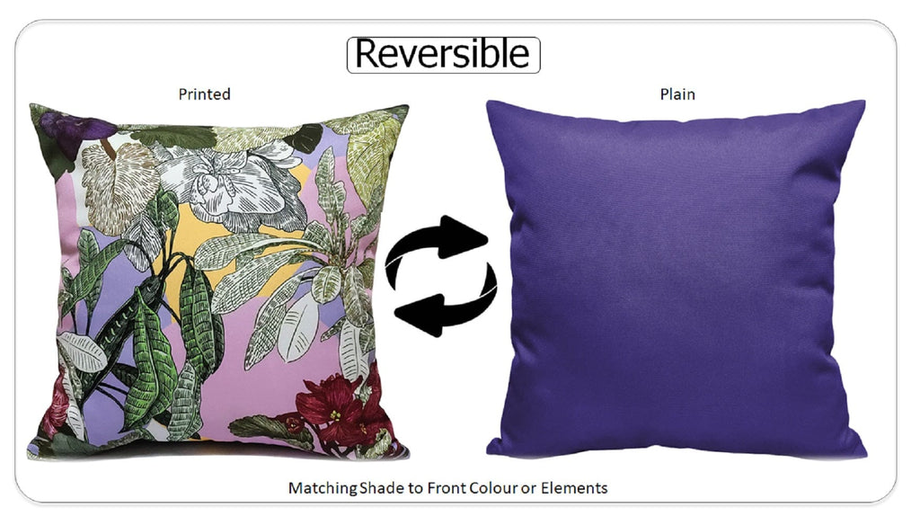 OLIVIA ROCCO Cushion Covers Dhalia Lilac Waterproof 43x43cm Reversible Breathable Indoor Outdoor Ideal For Patio, Garden, Sofa, And Chair