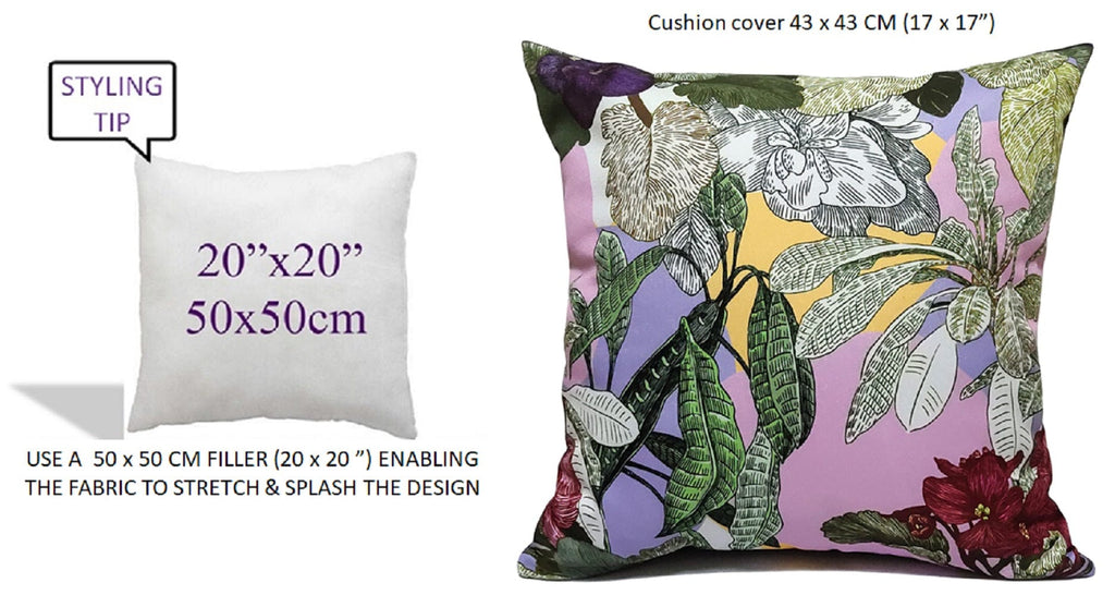 OLIVIA ROCCO Cushion Covers Dhalia Lilac Waterproof 43x43cm Reversible Breathable Indoor Outdoor Ideal For Patio, Garden, Sofa, And Chair