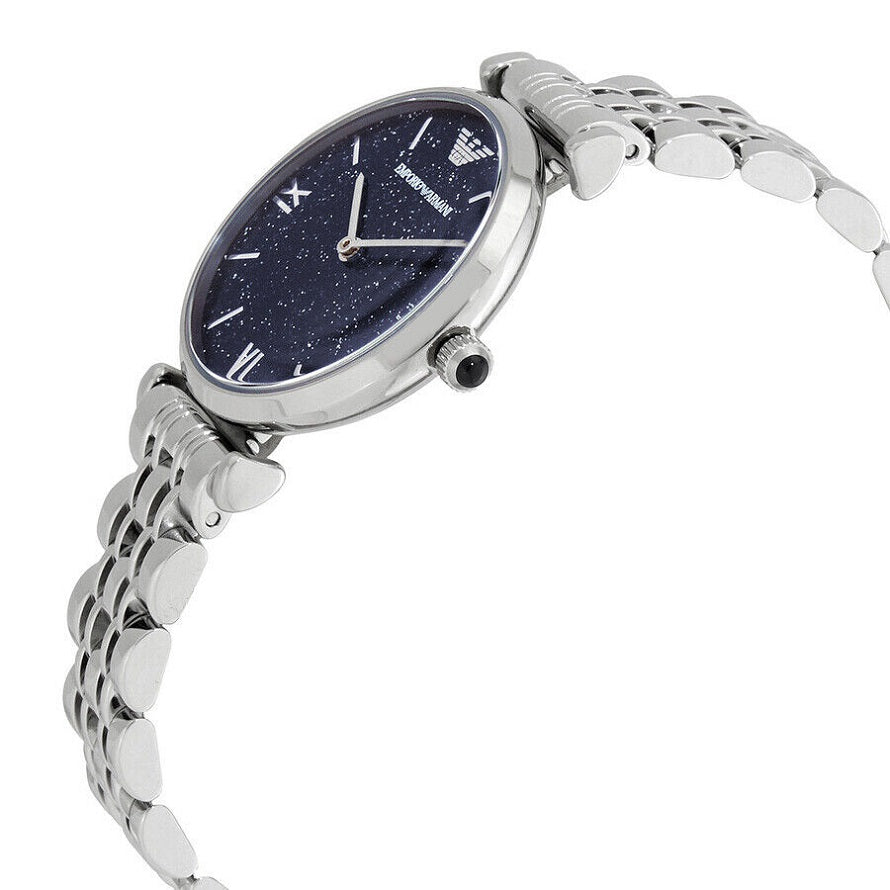 Emporio Armani Women's Watch Stainless Steel Silver Strap & Blue Dial AR11091 Gianni T-Bar