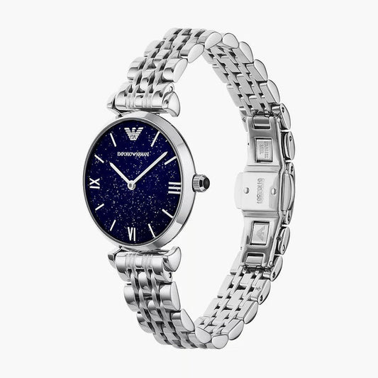 Emporio Armani Women's Watch Stainless Steel Silver Strap & Blue Dial AR11091 Gianni T-Bar