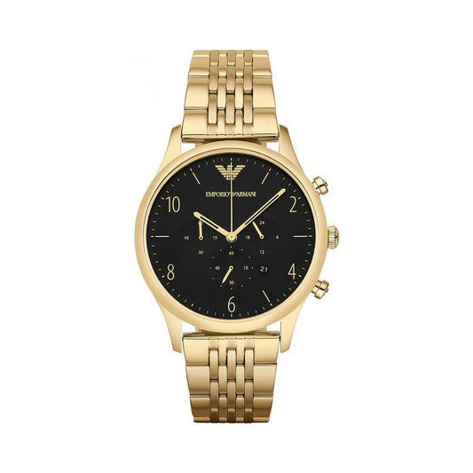 Emporio Armani Men’s Watch Stainless Steel Gold Strap With Black Dial AR1893