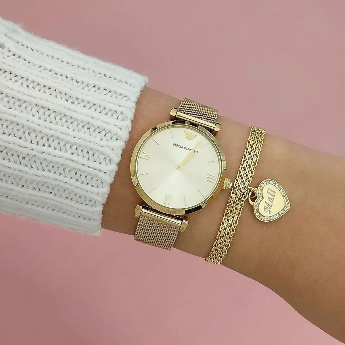 Emporio Armani Women’s Watch Stainless Steel Gold Mesh Strap With Gold Dial AR1957 Gianni