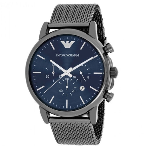 Emporio Armani Men’s Watch Stainless Steel Grey Mesh Strap With Blue Dial AR1979 Luigi