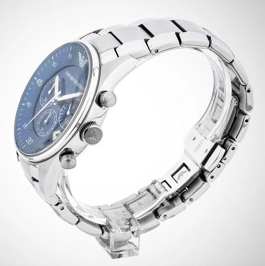 Emporio Armani Men’s Watch Stainless Steel Silver Strap With Blue Dial And Silver Case AR5860 Retro