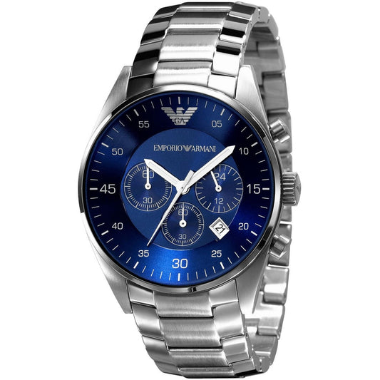 Emporio Armani Men’s Watch Stainless Steel Silver Strap With Blue Dial And Silver Case AR5860 Retro