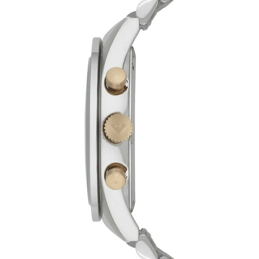 Emporio Armani Men's Watch Stainless Steel Silver & Gold Tone Strap With Navy Blue Dial AR6088 Tazio