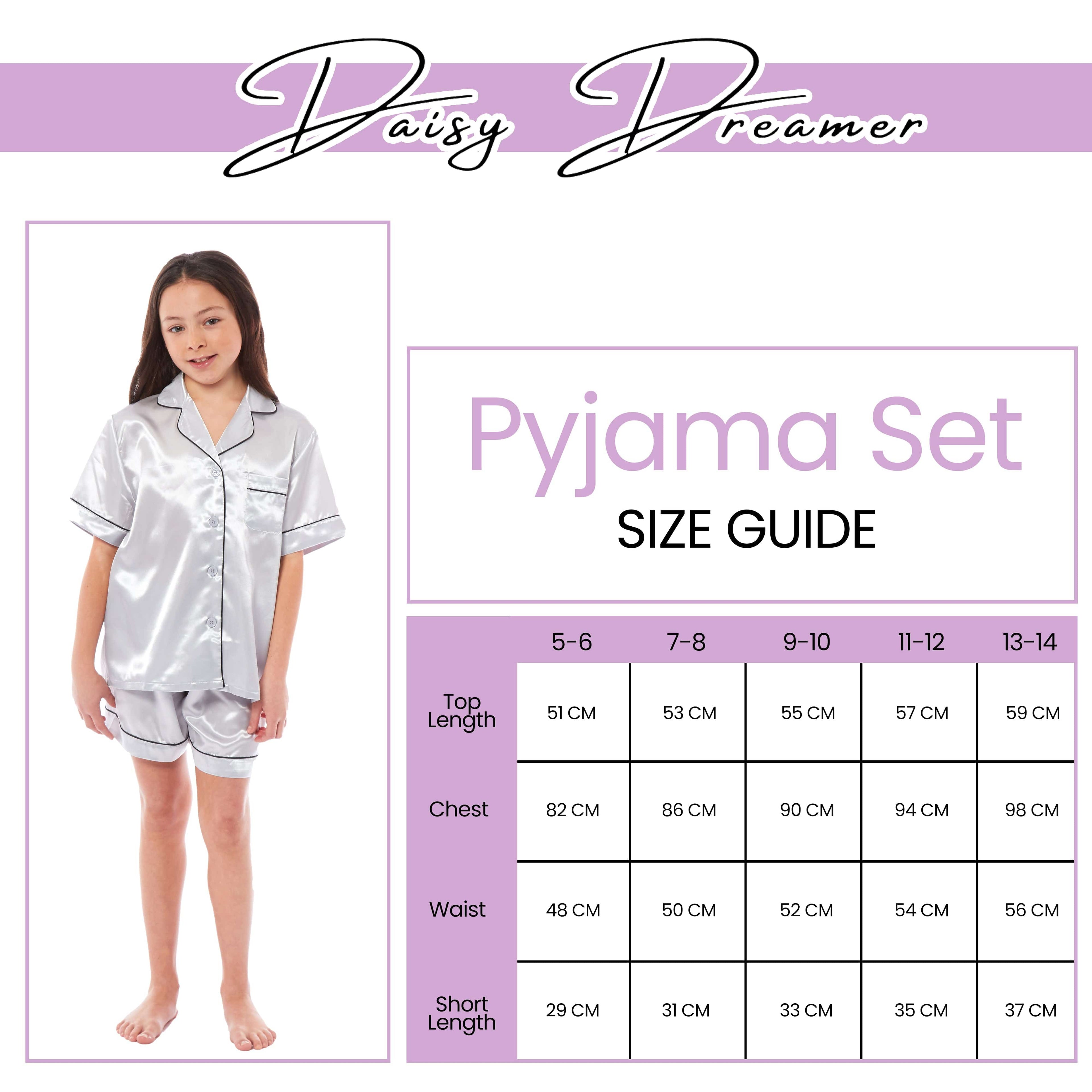 OLIVIA ROCCO Girls Satin Silk Short Pyjama Set Button Down Shirt And Loose Fitting Pants Ages 5-14 Black Pink Grey Cozy Nightwear