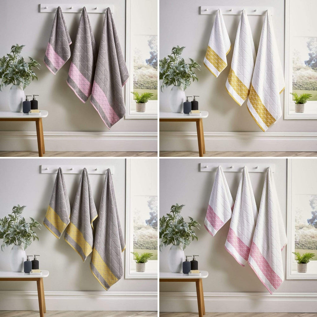 OLIVIA ROCCO Inca Diamond Jacquard 600GSM Cotton Towels Bath Sheets And Bath Towels Set Made In England OEKO TEX Certified Soft Absorbent