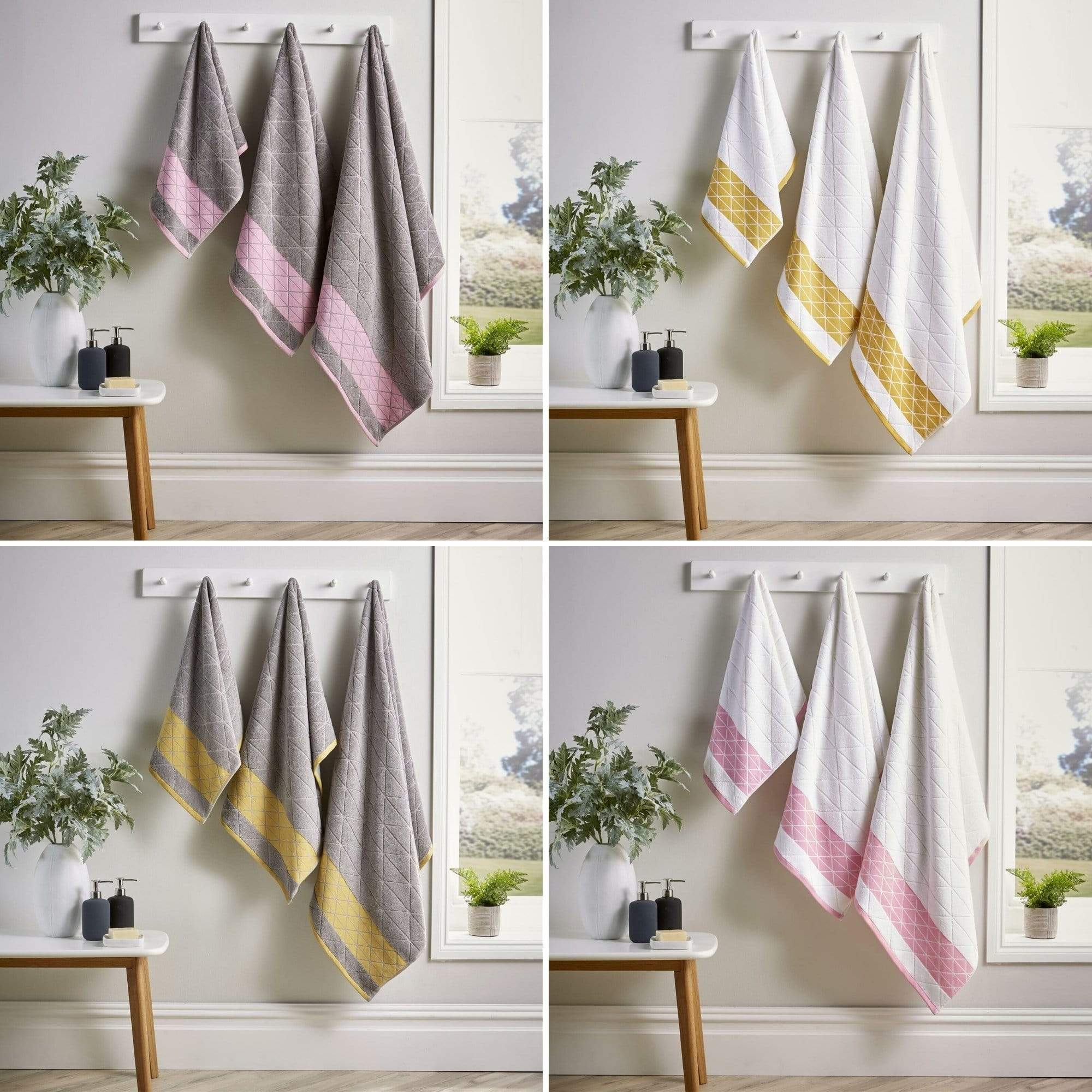 OLIVIA ROCCO Inca Diamond Jacquard 600GSM Cotton Towels Bath Sheets And Bath Towels Set Made In England OEKO TEX Certified Soft Absorbent