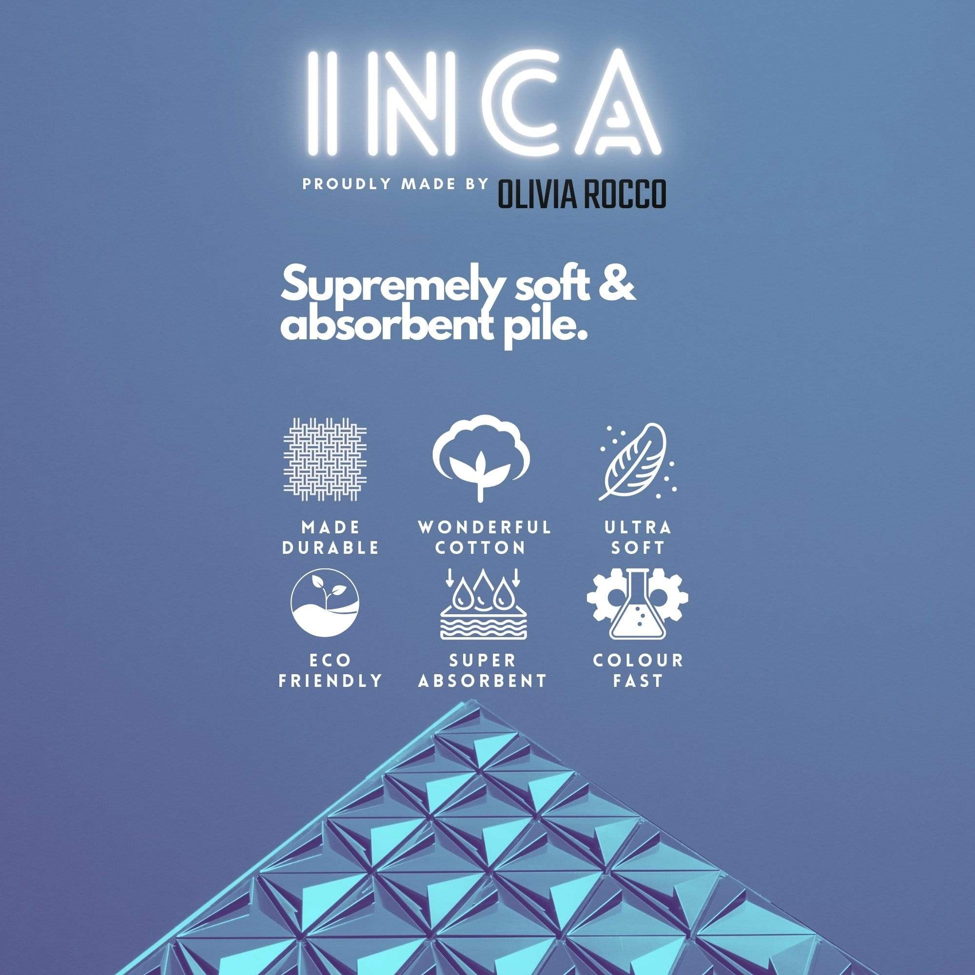 OLIVIA ROCCO Inca Diamond Jacquard 600GSM Cotton Towels Bath Sheets And Bath Towels Set Made In England OEKO TEX Certified Soft Absorbent