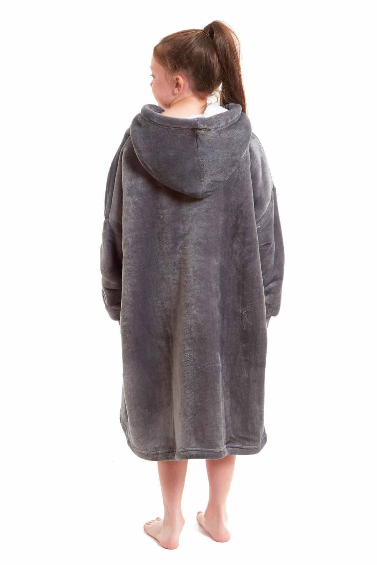 Daisy Dreamer Kids Oversized Hooded Fleece Blanket With Reversible Sherpa Double Pocket Wearable Cozy Blanket For Lounging And Outdoor Ages 8-15