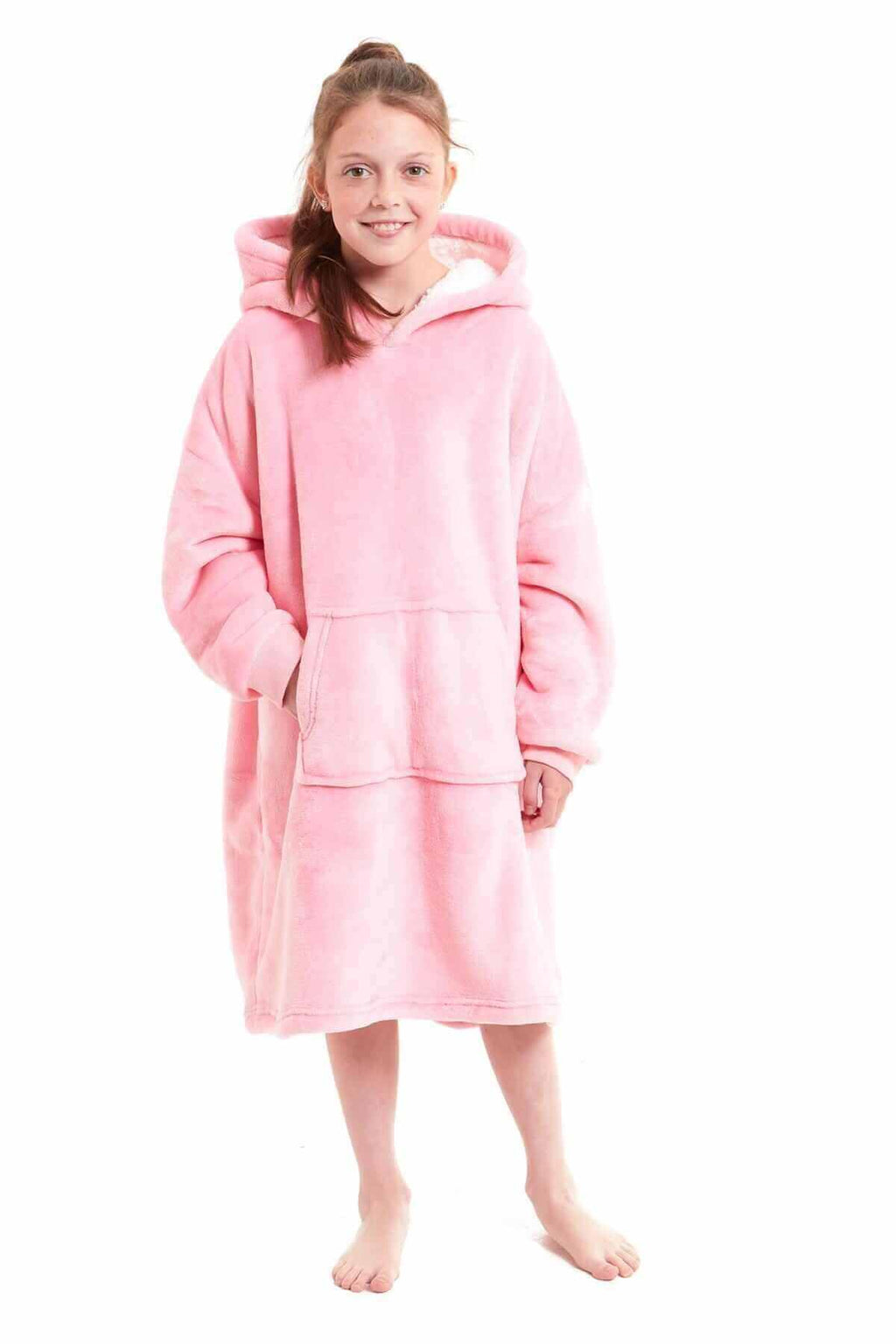 Daisy Dreamer Kids Oversized Hooded Fleece Blanket With Reversible Sherpa Double Pocket Wearable Cozy Blanket For Lounging And Outdoor Ages 8-15
