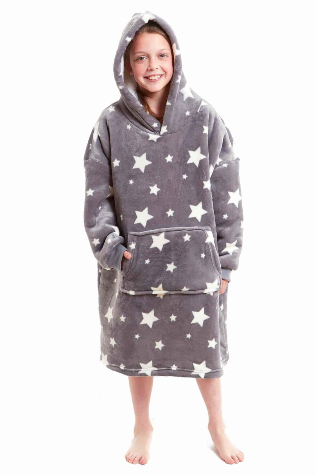 Daisy Dreamer Kids Oversized Hooded Fleece Blanket With Reversible Sherpa Double Pocket Wearable Cozy Blanket For Lounging And Outdoor Ages 8-15