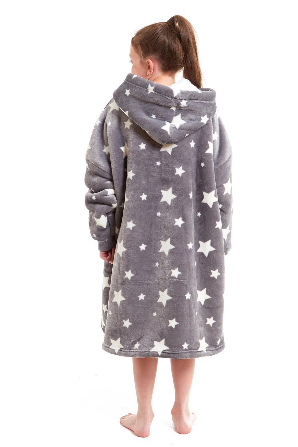 Daisy Dreamer Kids Oversized Hooded Fleece Blanket With Reversible Sherpa Double Pocket Wearable Cozy Blanket For Lounging And Outdoor Ages 8-15