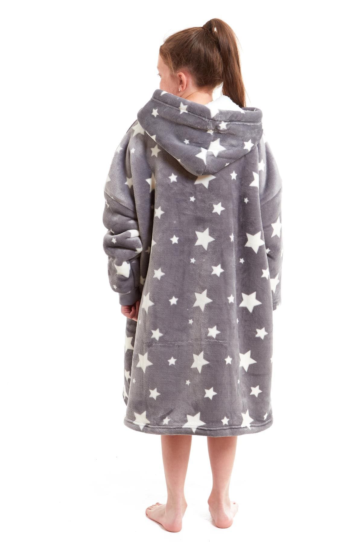 Daisy Dreamer Kids Oversized Hooded Fleece Blanket With Reversible Sherpa Double Pocket Wearable Cozy Blanket For Lounging And Outdoor Ages 8-15