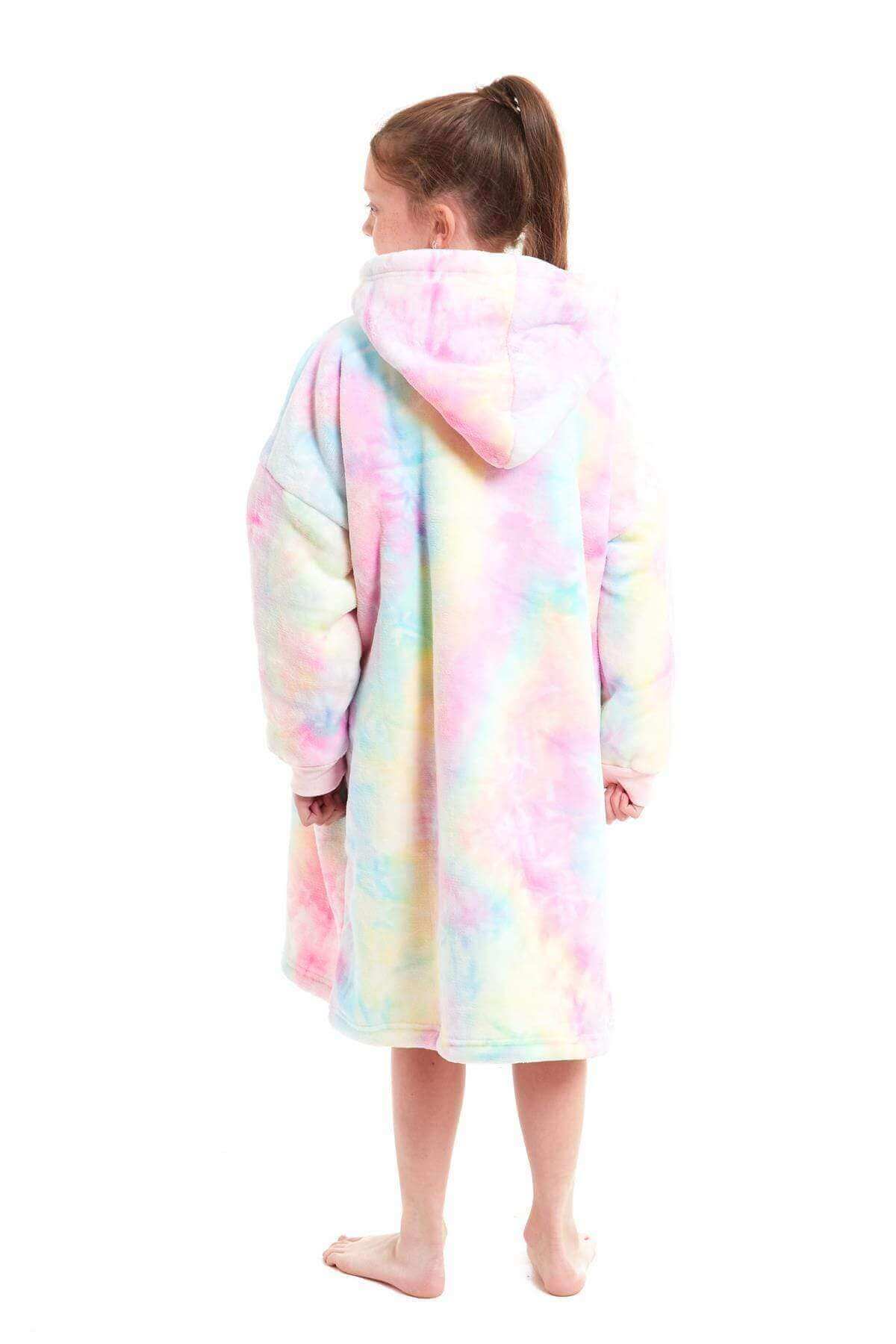 Daisy Dreamer Kids Oversized Hooded Fleece Blanket With Reversible Sherpa Double Pocket Wearable Cozy Blanket For Lounging And Outdoor Ages 8-15