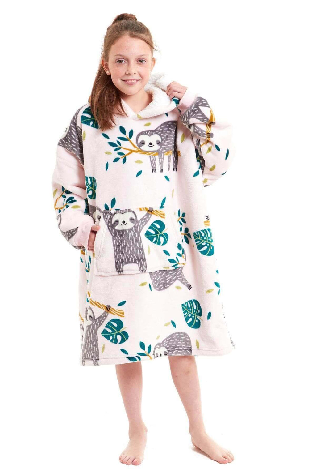 Daisy Dreamer Kids Oversized Hooded Fleece Blanket With Reversible Sherpa Double Pocket Wearable Cozy Blanket For Lounging And Outdoor Ages 8-15
