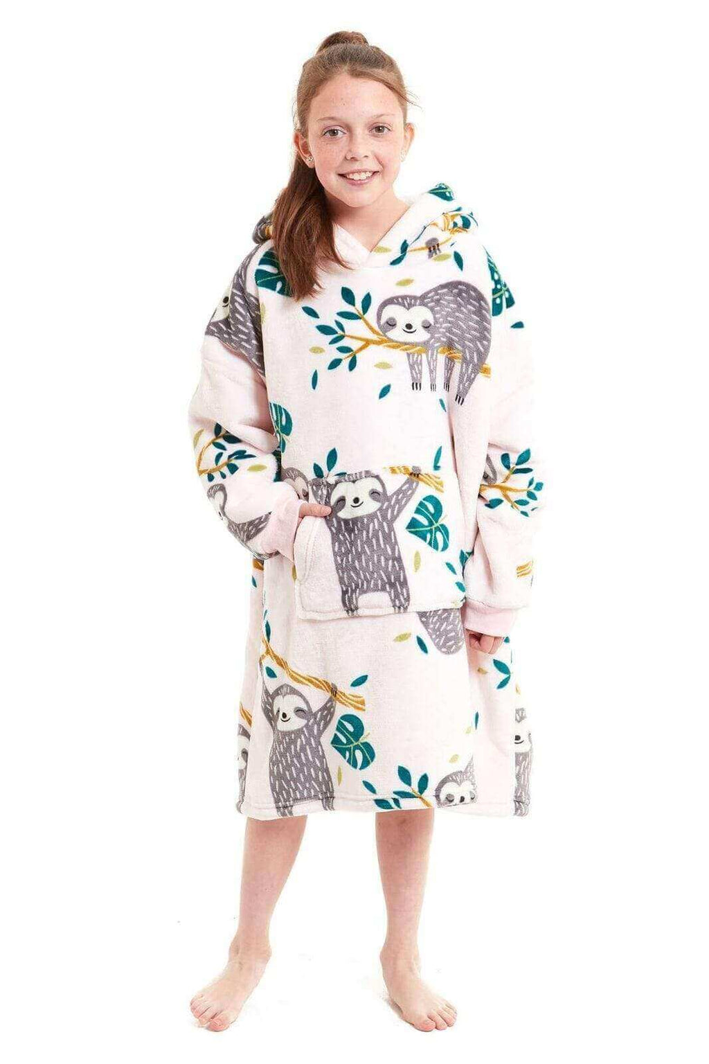 Daisy Dreamer Kids Oversized Hooded Fleece Blanket With Reversible Sherpa Double Pocket Wearable Cozy Blanket For Lounging And Outdoor Ages 8-15