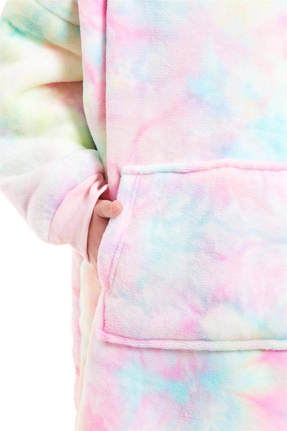 Daisy Dreamer Kids Oversized Hooded Fleece Blanket With Reversible Sherpa Double Pocket Wearable Cozy Blanket For Lounging And Outdoor Ages 8-15