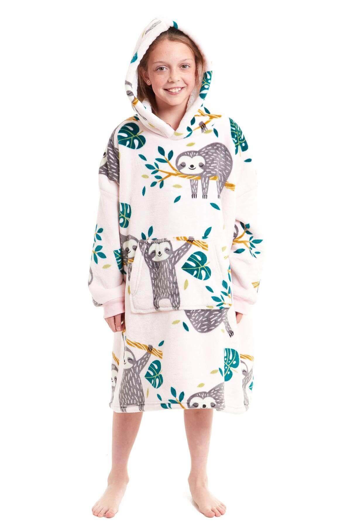 Daisy Dreamer Kids Oversized Hooded Fleece Blanket With Reversible Sherpa Double Pocket