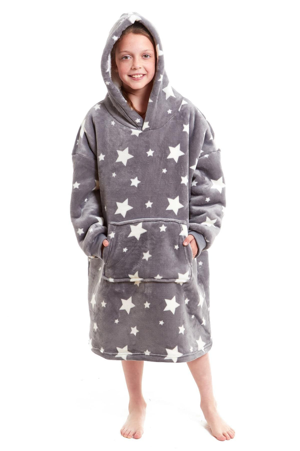 Daisy Dreamer Kids Oversized Hooded Fleece Blanket With Reversible Sherpa Double Pocket Wearable Cozy Blanket For Lounging And Outdoor Ages 8-15