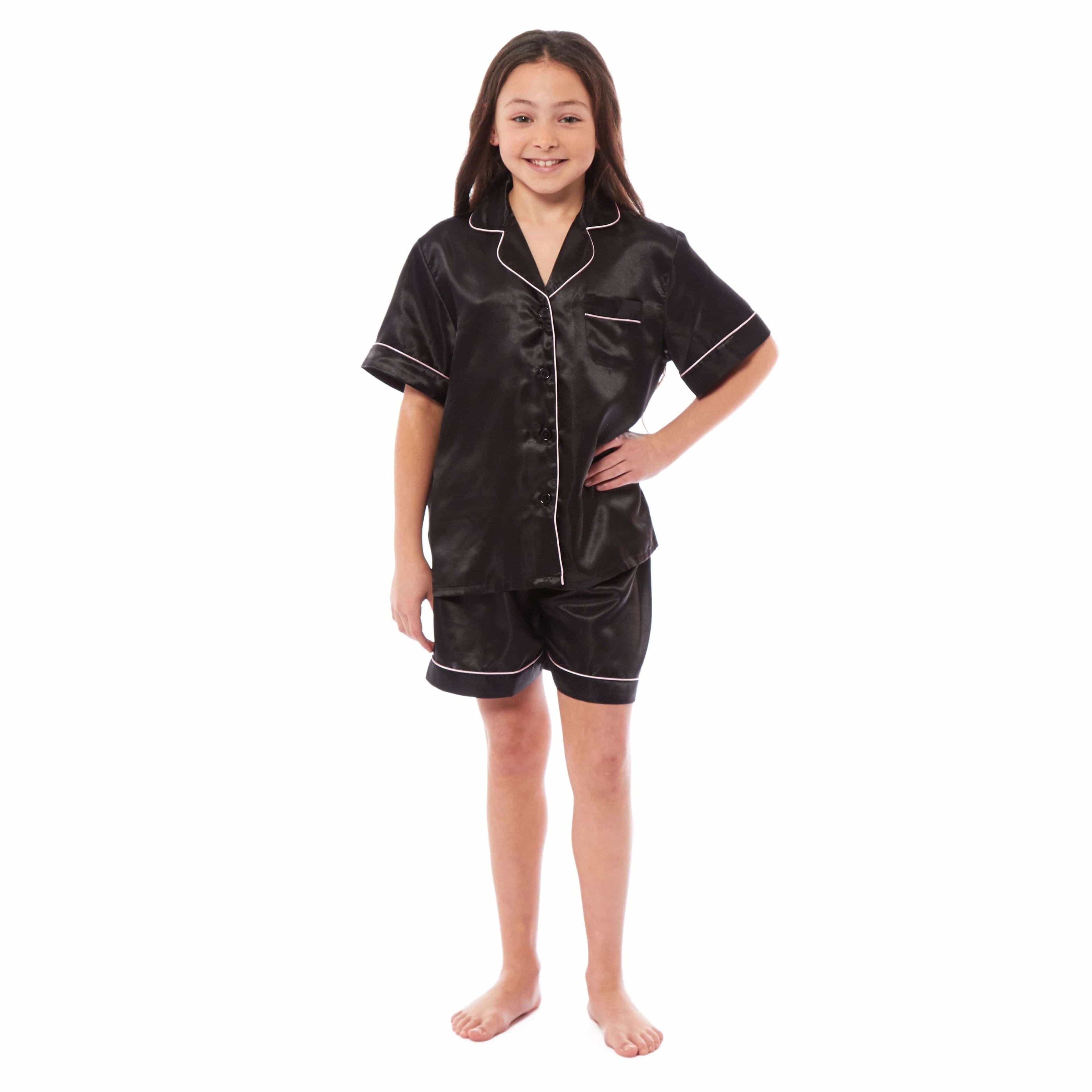 Daisy Dreamer Girls Satin Silk Pyjama Set With Button-Down Shirt And Loose-Fit Pants
