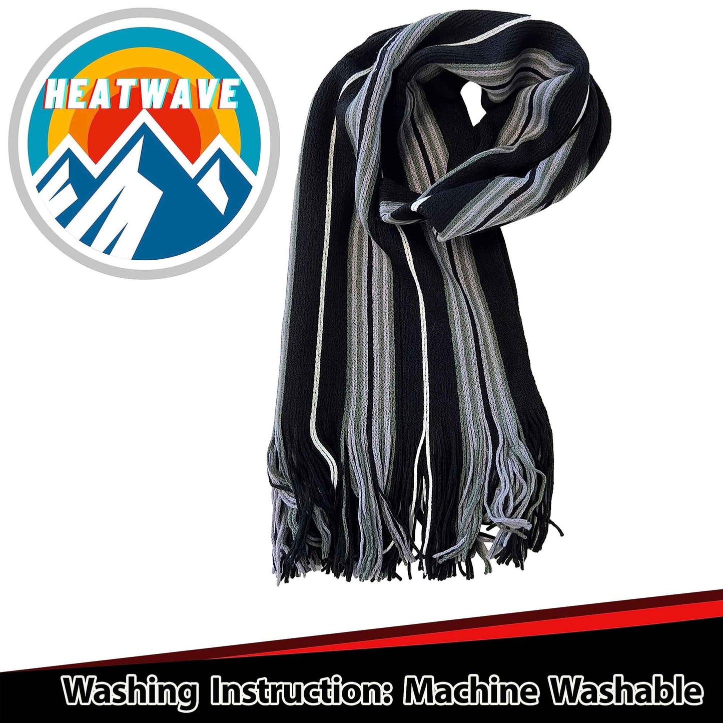 Luxury Men's Woven Stripe Design Long Scarf Warm Soft Acrylic Winter Fashion Accessory for Formal and Casual Wear Hypoallergenic by Sock Stack