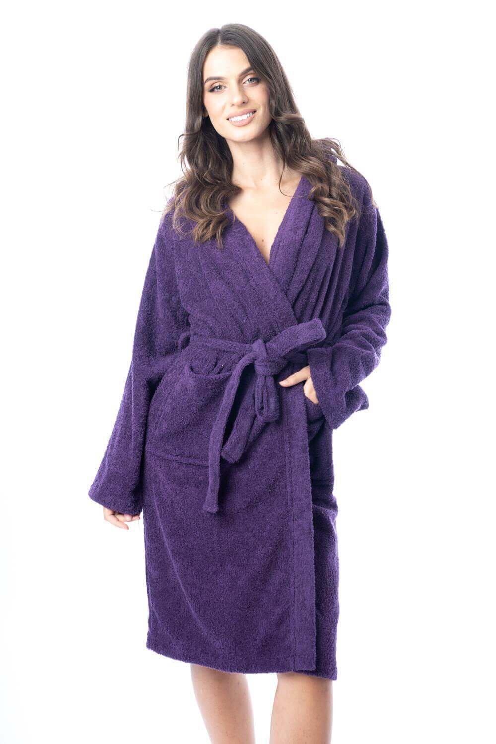 Luxury Women's Terry Cotton Bath Robe Ultra-Absorbent Soft Cozy Dressing Gown for Home Spa Gym Travel by Daisy Dreamer