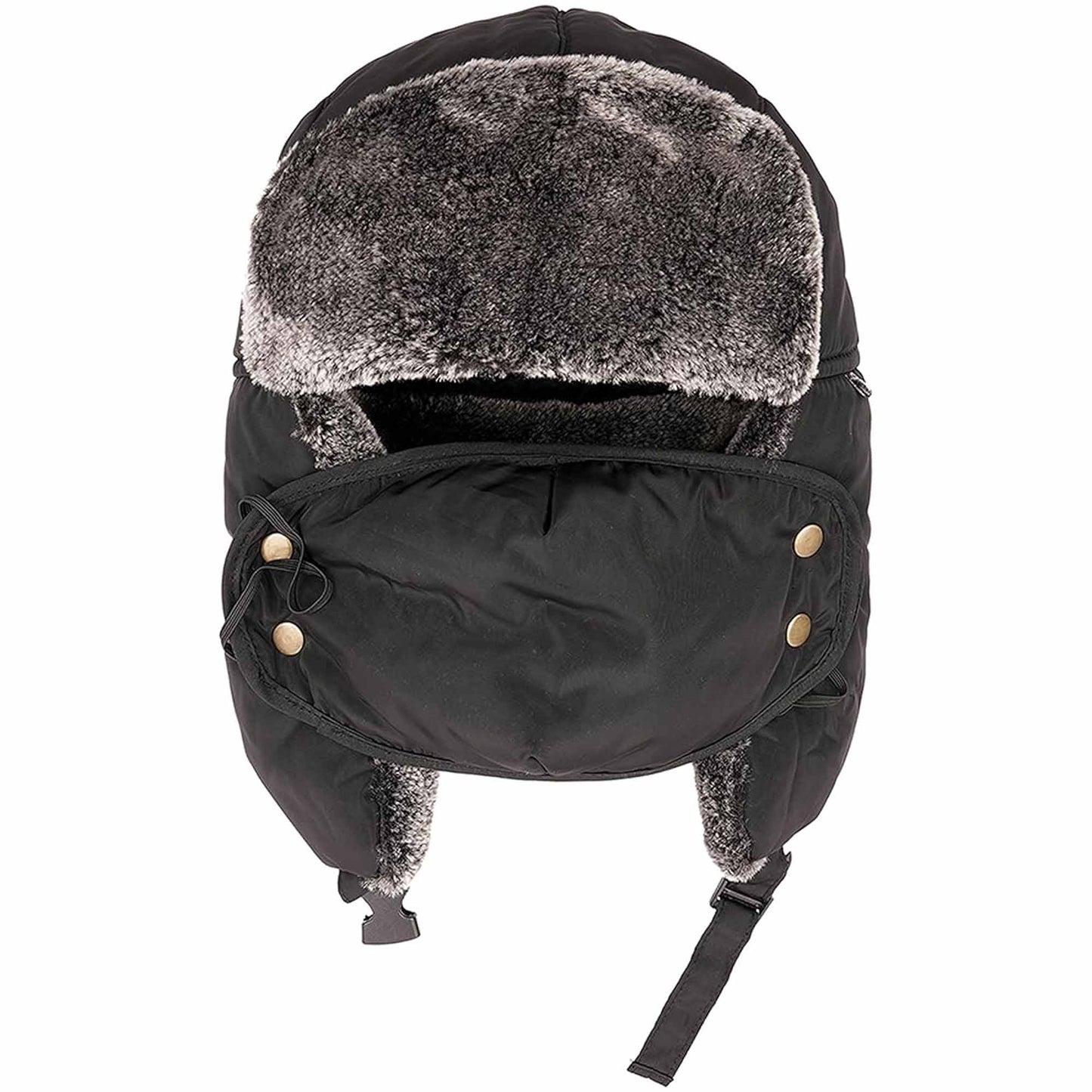 Men's 3 In 1 Waterproof Trapper Hat Face Mask Neck Warmer Ear Flaps Windproof Snowproof Winter Hat for Skiing Snowboarding Outdoor Faux Fur Lining Breathable Polyester One Size Black by Heatwave Thermalwear