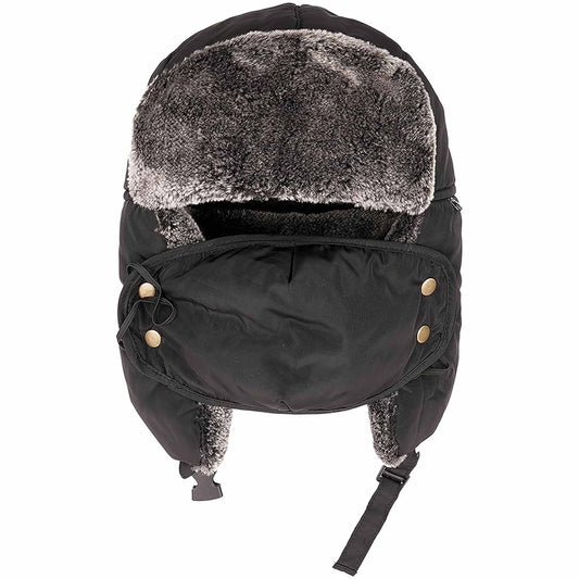 Men's 3 In 1 Waterproof Trapper Hat Face Mask Neck Warmer Ear Flaps Windproof Snowproof Winter Hat for Skiing Snowboarding Outdoor Faux Fur Lining Breathable Polyester One Size Black by Heatwave Thermalwear