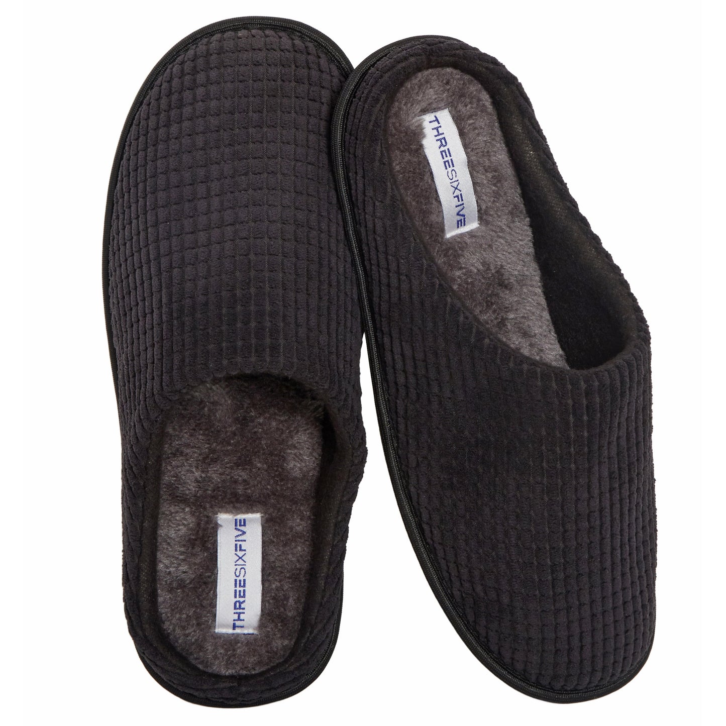 Men's Corduroy Slip On Indoor House Shoes Non Slip Sole Memory Foam Warm Thermal Lined Easy Care Slipper Pair by Sock Stack