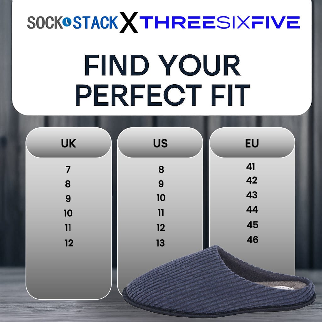 Men's Corduroy Slip On Indoor House Shoes Non Slip Sole Memory Foam Warm Thermal Lined Easy Care Slipper Pair by Sock Stack